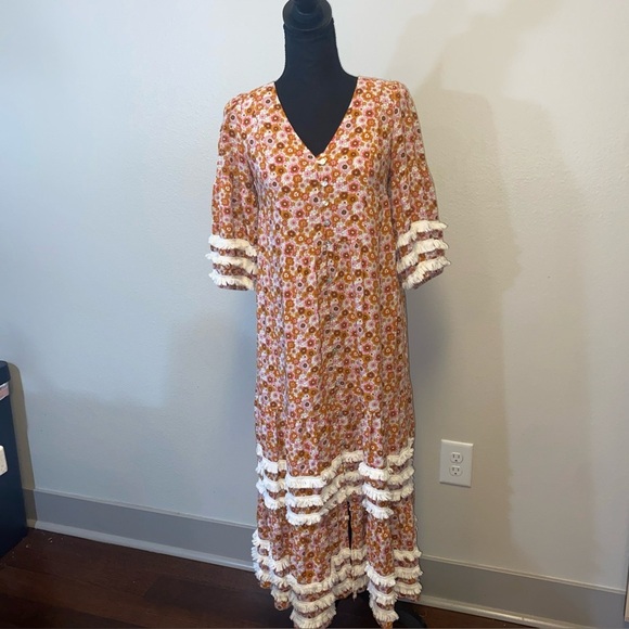 Floral V-Neck Dress with Ruffle Details Piper and Scoot - Picture 1 of 8